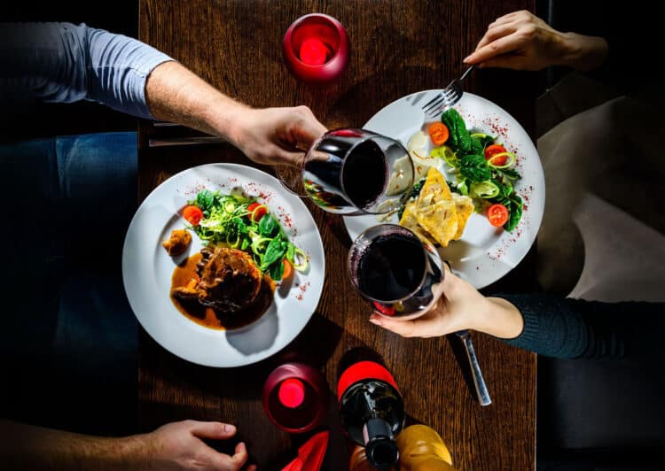butcher & banker steak meals with red wine