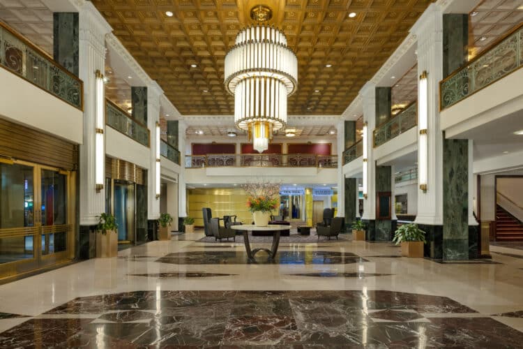 the lobby of the new yorker in nyc