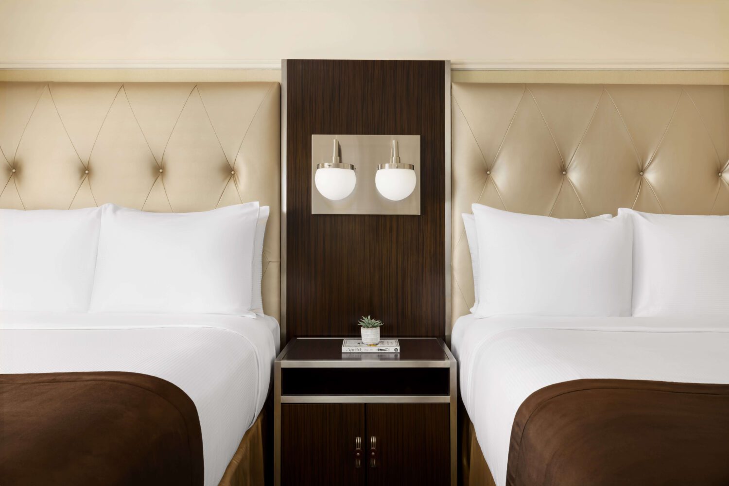 metro double bed suite with double nightstand with lighting above