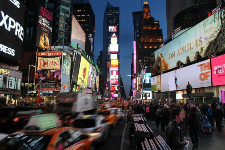 times square new york at night