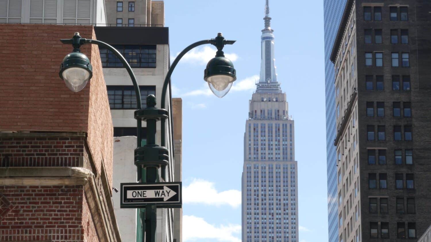 new york sign and city view
