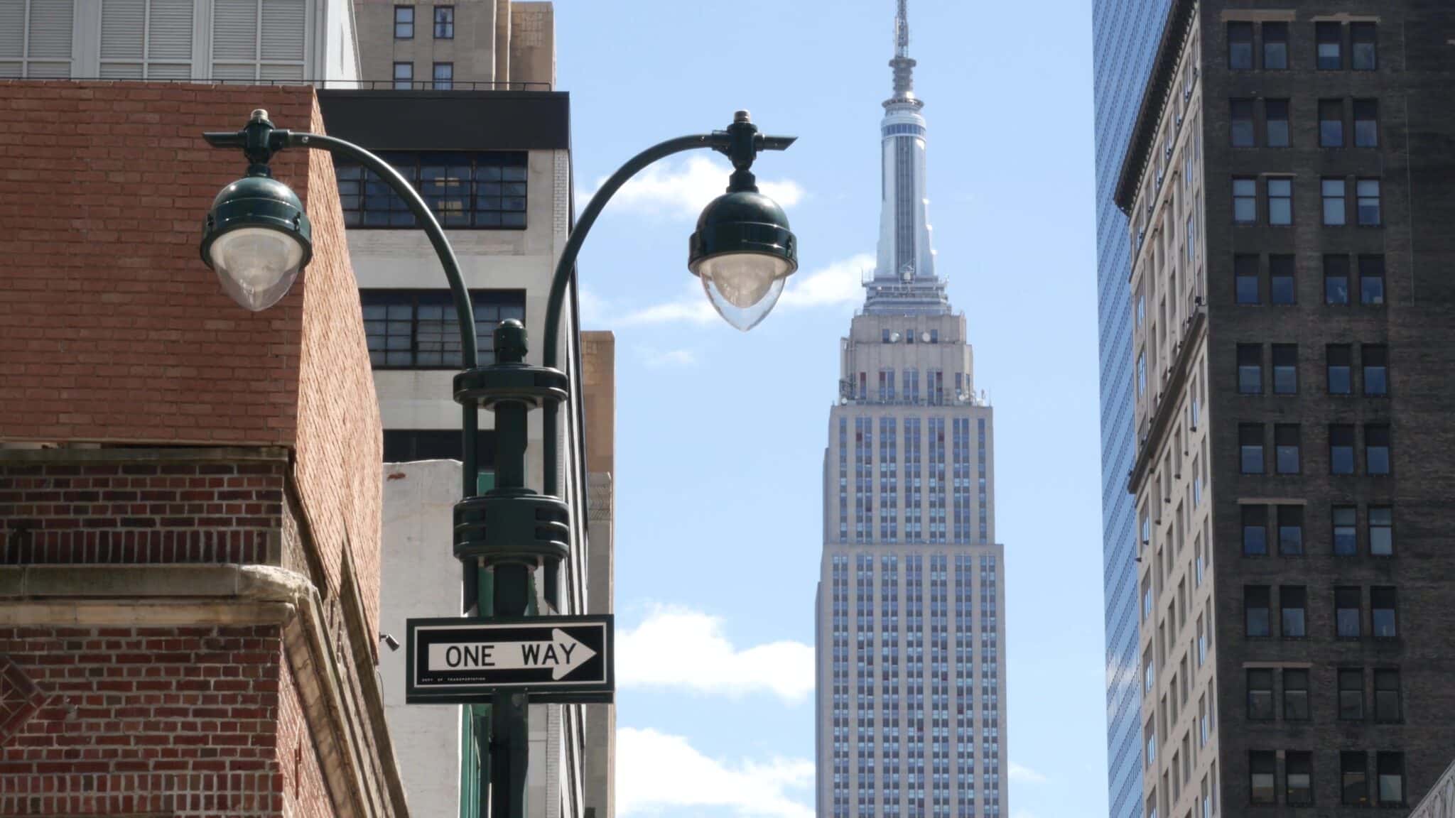 new york sign and city view
