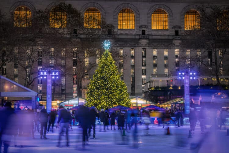 bryant park winter village at christmas in new york